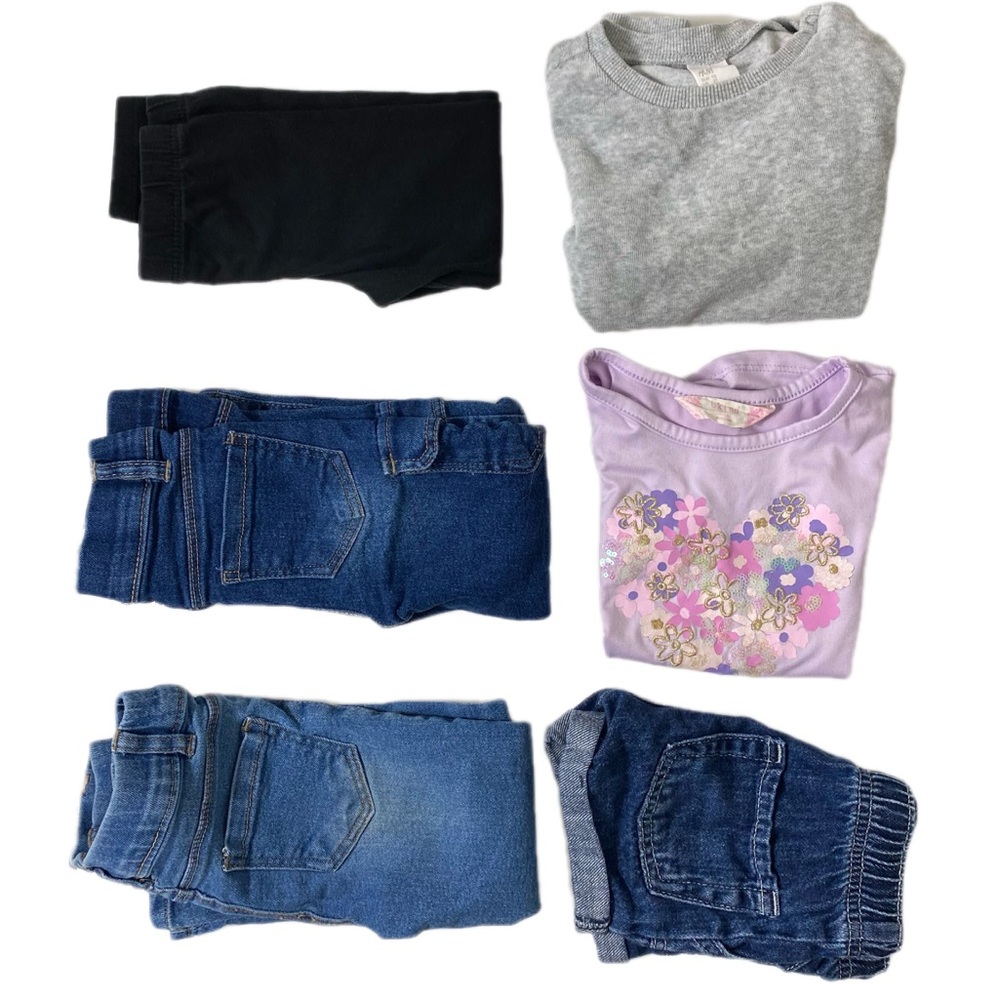 Size 2T Toddler Girl Clothes Lot 6 Piece Mix (Jeans, Tops, Shorts)